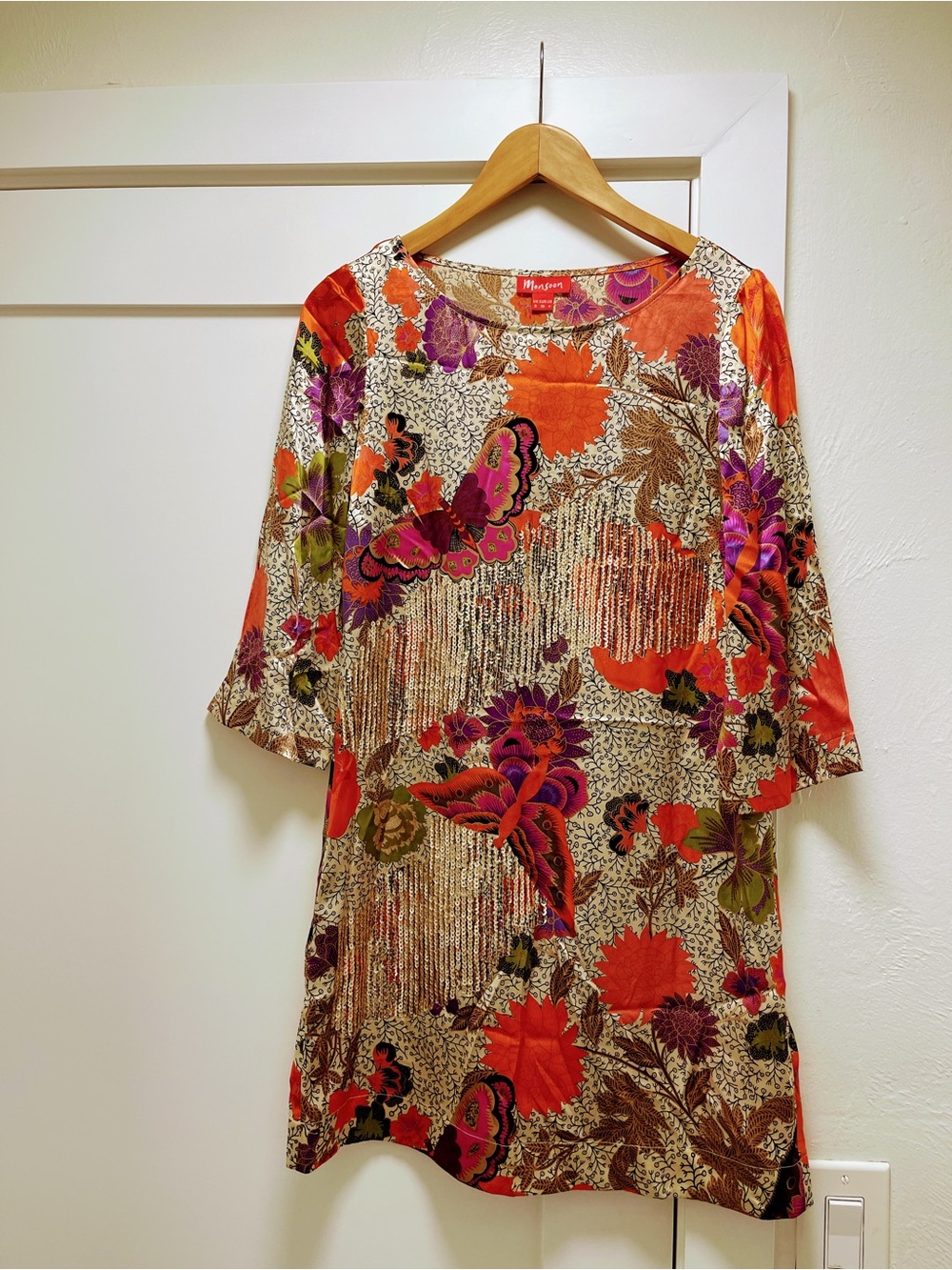 Kentucky Derby Boho Fairy Silk Monsoon‎ Kai Mai Butterfly Tunic Dress Sequin 6